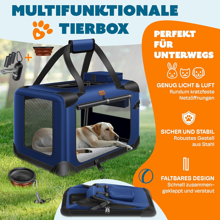Lovpet® Transportbox Hund Katze Transporttasche L 70x52x52cm | Hunde-Tragetasche Faltbare Katzentasc