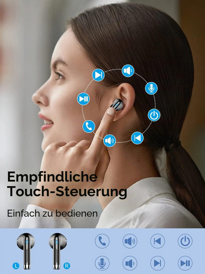 Kopfhörer Kabellos Bluetooth 5.3 In Ear mit CVC8.0 Mikrofon, 40H Kabellose Noise Cancelling Earbuds