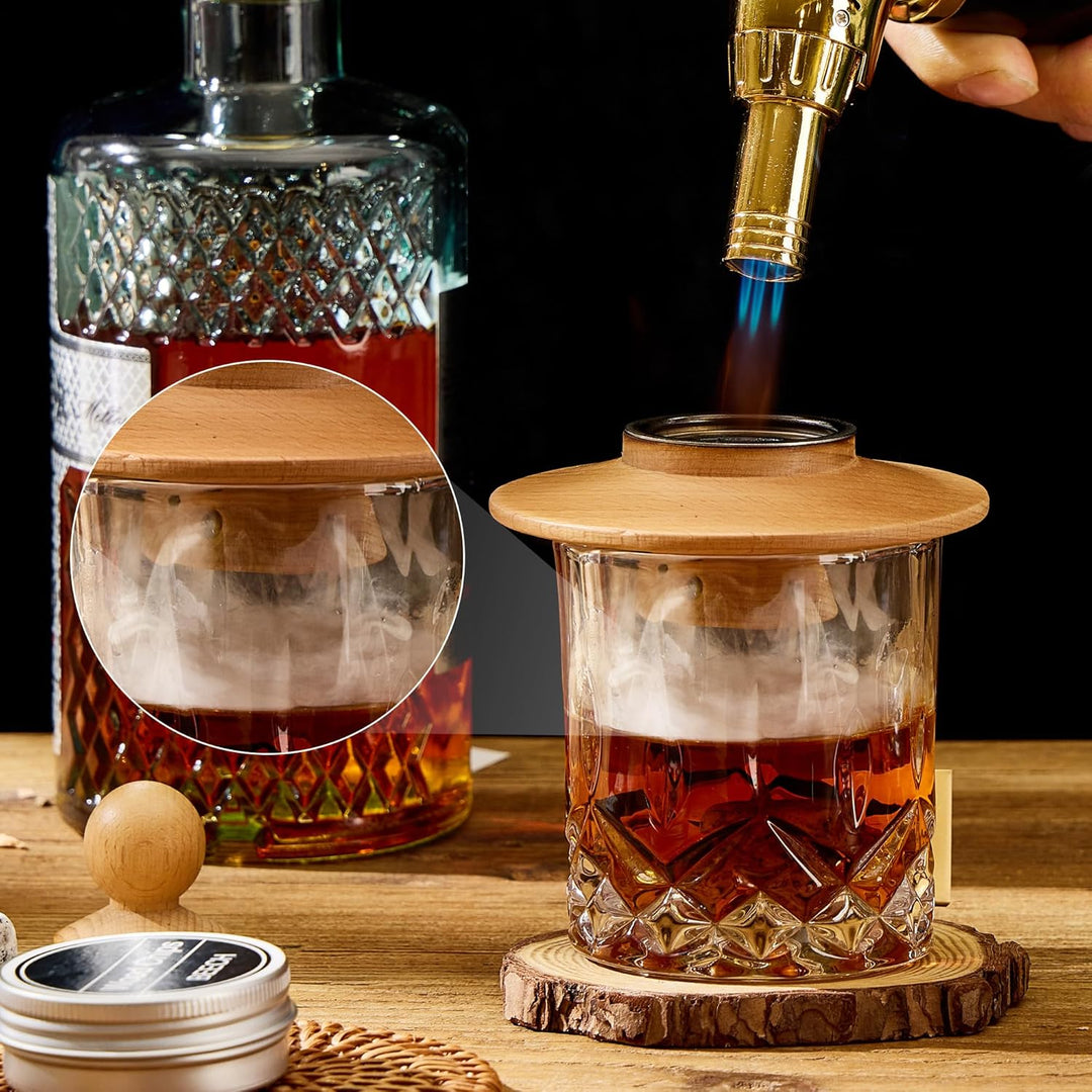 Cocktail Smoker Set – Whiskey Räucher-Set mit 6 Holzsorten & Taschenlampe – Rauchgenerator für Cockt
