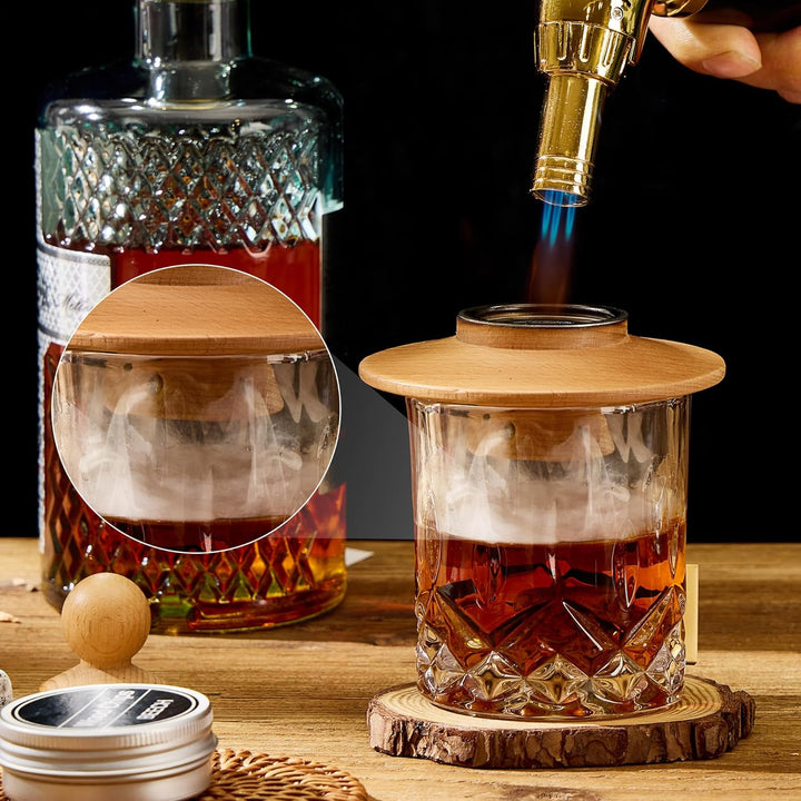 Cocktail Smoker Set – Whiskey Räucher-Set mit 6 Holzsorten & Taschenlampe – Rauchgenerator für Cockt