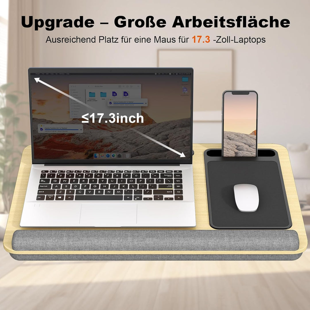 Laptopkissen für Bett mit Kissen, PUTORSEN Laptop Kissen Mausunterlage Passen bis zu 17,3 Zoll Noteb
