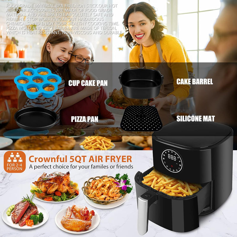 Air Fryer Zubehör 5,5L Quadratisch, Air Fryer Zubehör 5,5 Liter XXL Utensilien Form Zubehör Geeignet