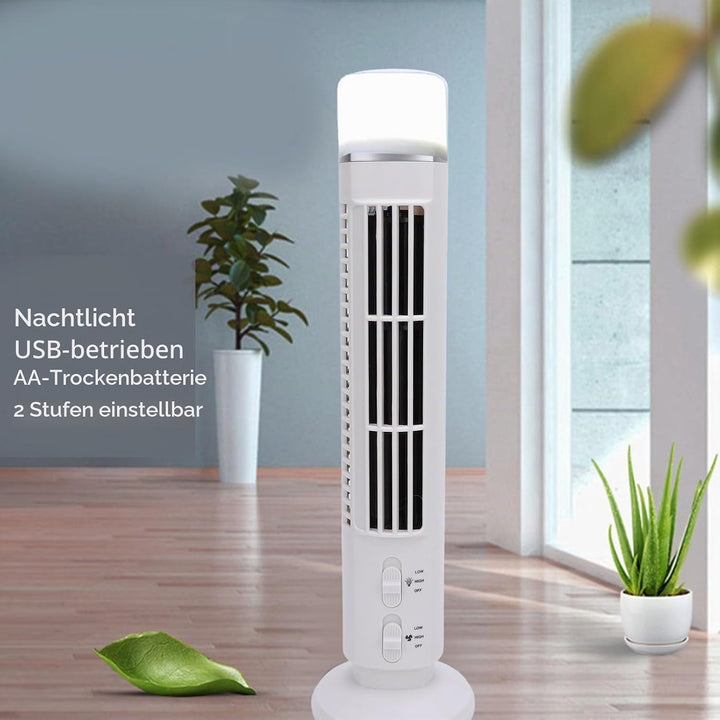 Leise Turmventilator, USB MiniVentilator Säulenventilator mit Licht Einstellbar Mobiler Lüfter Batte