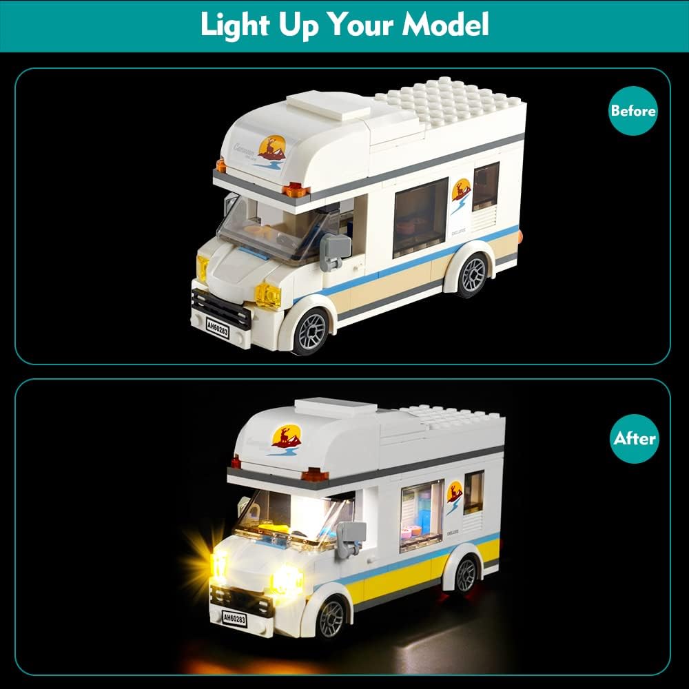 Led Licht Set für Lego Holiday Camper Van 60283 (Kein Lego), Dekorationsbeleuchtungsset für Lego Cit