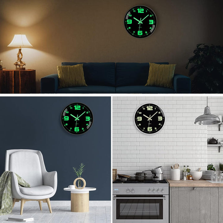 Leuchtend Wanduhr Ohne Tickgeräusche Lautlos 25cm Quarz Modern Gross Batterie Betriebene Wanduhr Ein