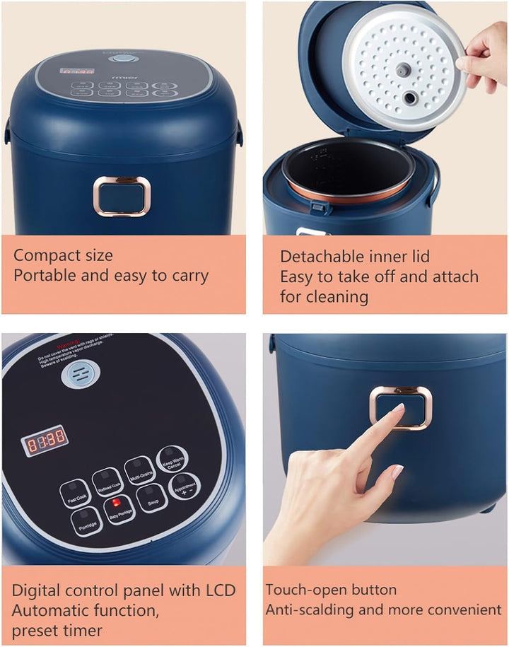 Reiskocher, 2L, 200W, Tragbar, Warmhaltefunktion, Edelstahl ohne BPA