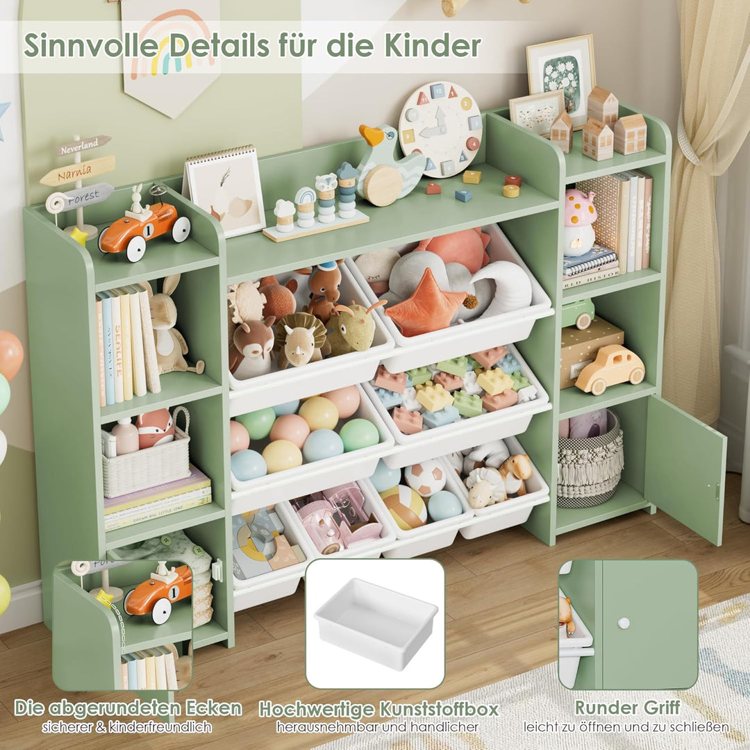 FOREHILL Kinderregal mit 8 Boxen Kinderzimmer Möbel Holz Bücherregal für Kinder Kinderzimmer Aufbewa