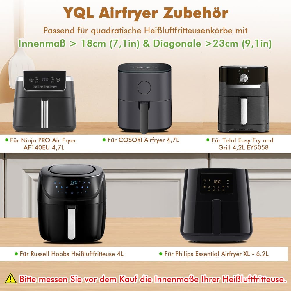 YQL Airfryer Zubehör für Russell Hobbs 4L, Stapelbare Gitter für Heissluftfritteuse mit Innenmass >1
