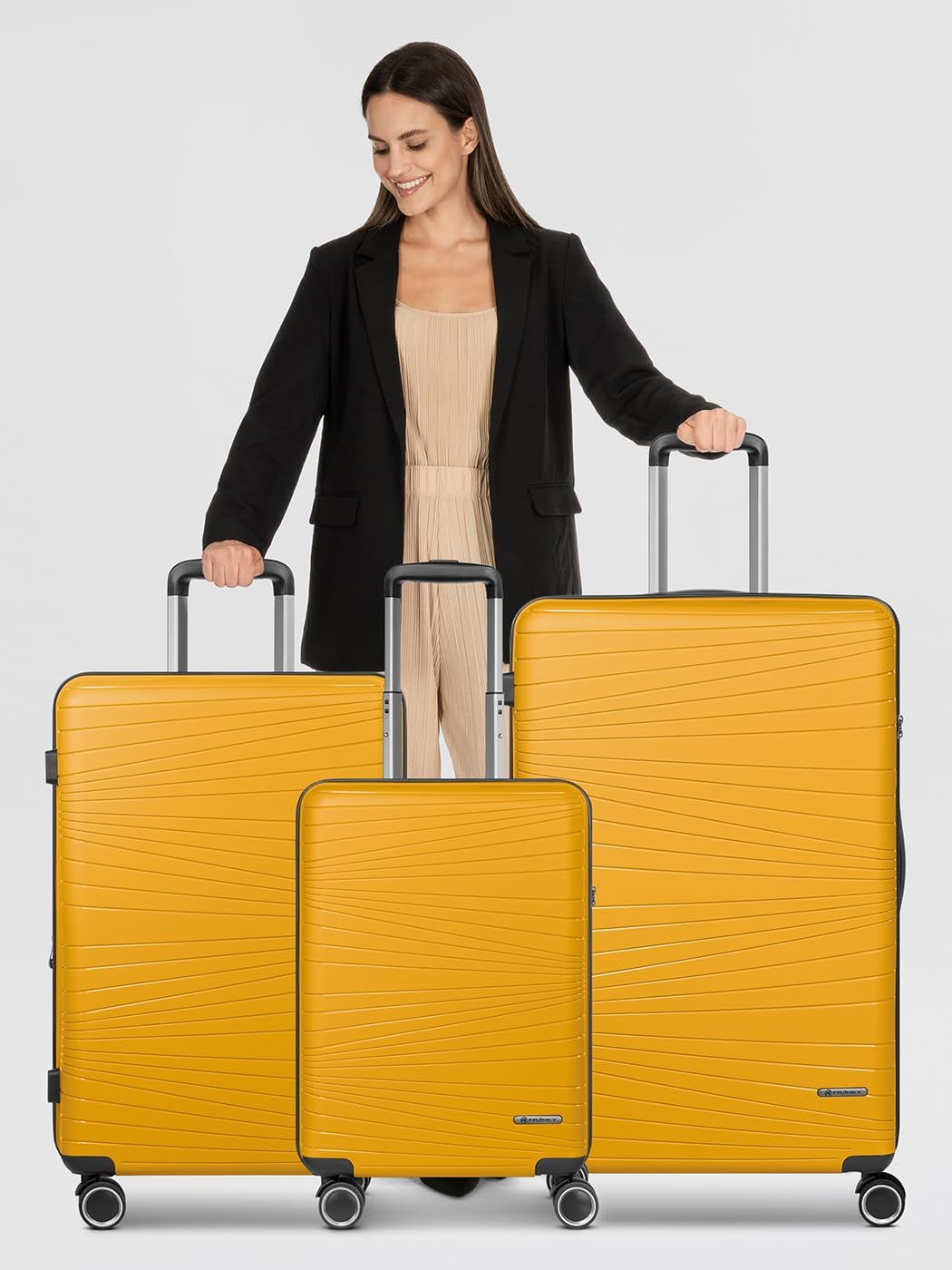 Franky Dallas 3.0 Hartschalen-Trolley mit 4 Rollen Koffer Set 3 Teilig | Ausgestattet mit TSA-Schlos