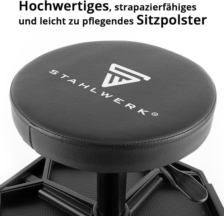 STAHLWERK Höhenverstellbarer Werkstatthocker WRH-136 ST bis 136 kg belastbar, 40-54 cm Sitzhöhe, mit