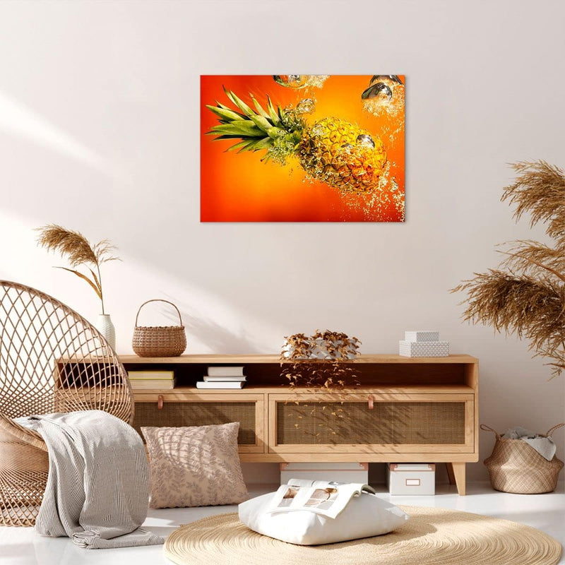 Bilder auf Leinwand Karibik ananas frucht gesund Leinwandbild 70x50cm Wandbilder Dekoration Wohnzimm