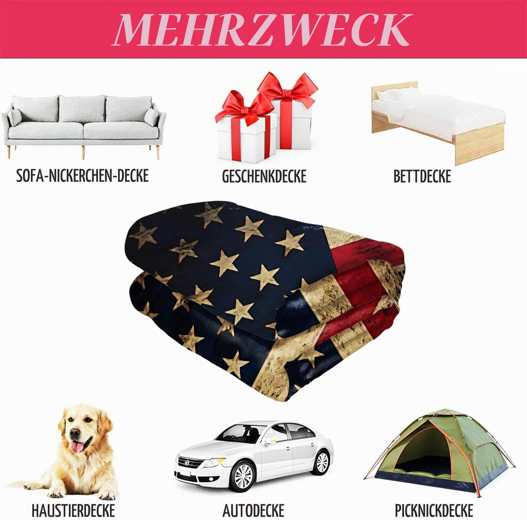 YISUMEI Decke 150x200 cm Kuscheldecken Sanft Flanell Weich Fleecedecke Bettüberwurf Vintage amerikan