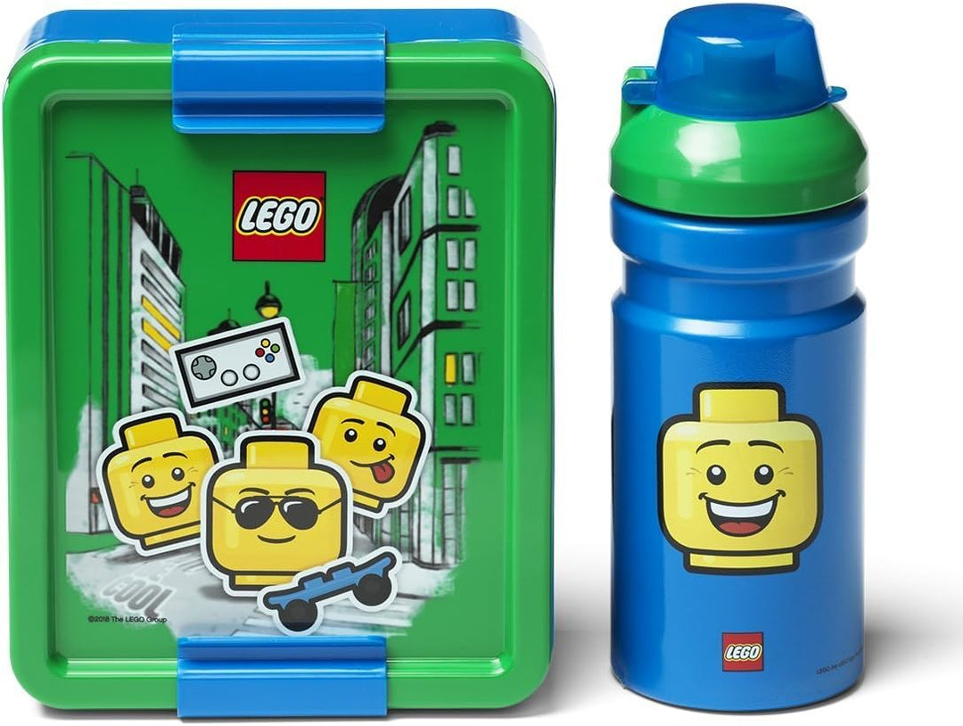 LEGO Iconic Lunch-Set. Brotdose & Trinkflasche, Junge, blau Blue, Blue