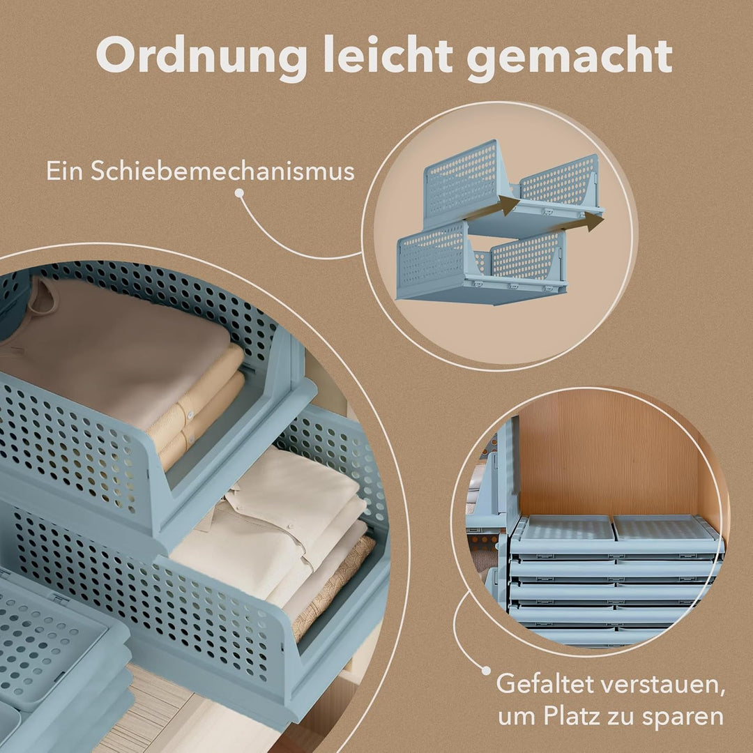 Schrank Organizer 3er Set (Faltbar & Stapelbar) – Kleiderschrank Organizer Boxen, platzsparende Aufb