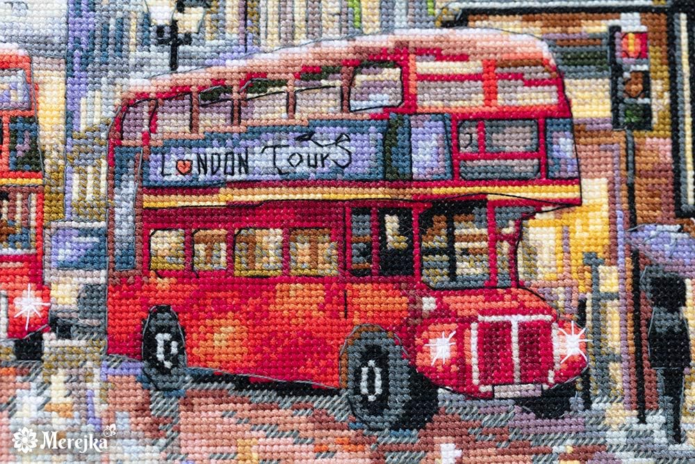 Merejka K-159 London Zählmuster Kreuzstichset, Baumwolle, mehrfarbig, 30x40 cm