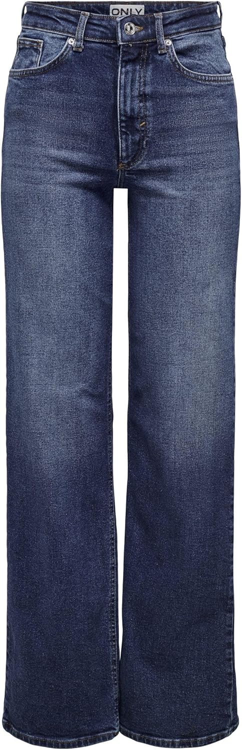 ONLY Female Weit geschnitten ONLJuicy Wide High Waist Jeans 26W / 34L Dark Blue Denim, 26W / 34L Dar