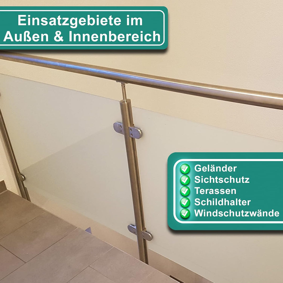PRIOstahl Glashalter 4 Stück Glasklemmen Klemmhalter Glasplattenhalter 63 x 45 x 26-28 mm mit Sicher