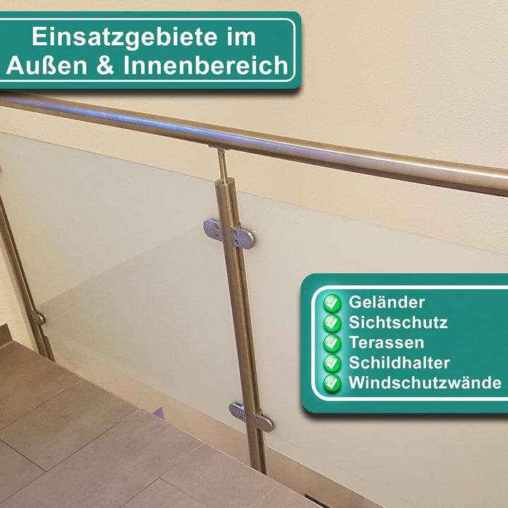 PRIOstahl Glashalter 4 Stück Glasklemmen Klemmhalter Glasplattenhalter 63 x 45 x 26-28 mm mit Sicher