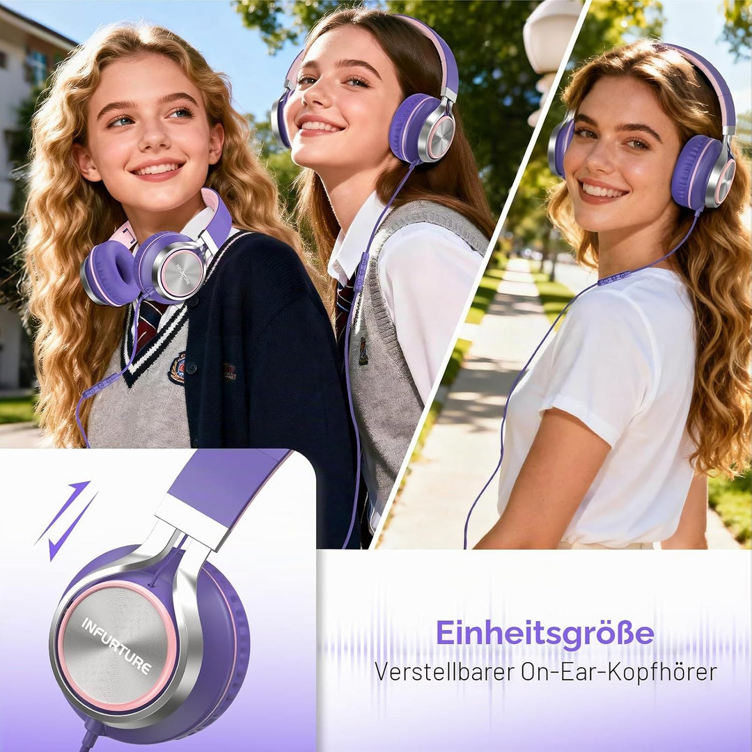 INFURTURE Kabelgebundene USB-C-Kopfhörer (Typ C) mit Mikrofon und Lautstärkeregler, verwicklungsfrei