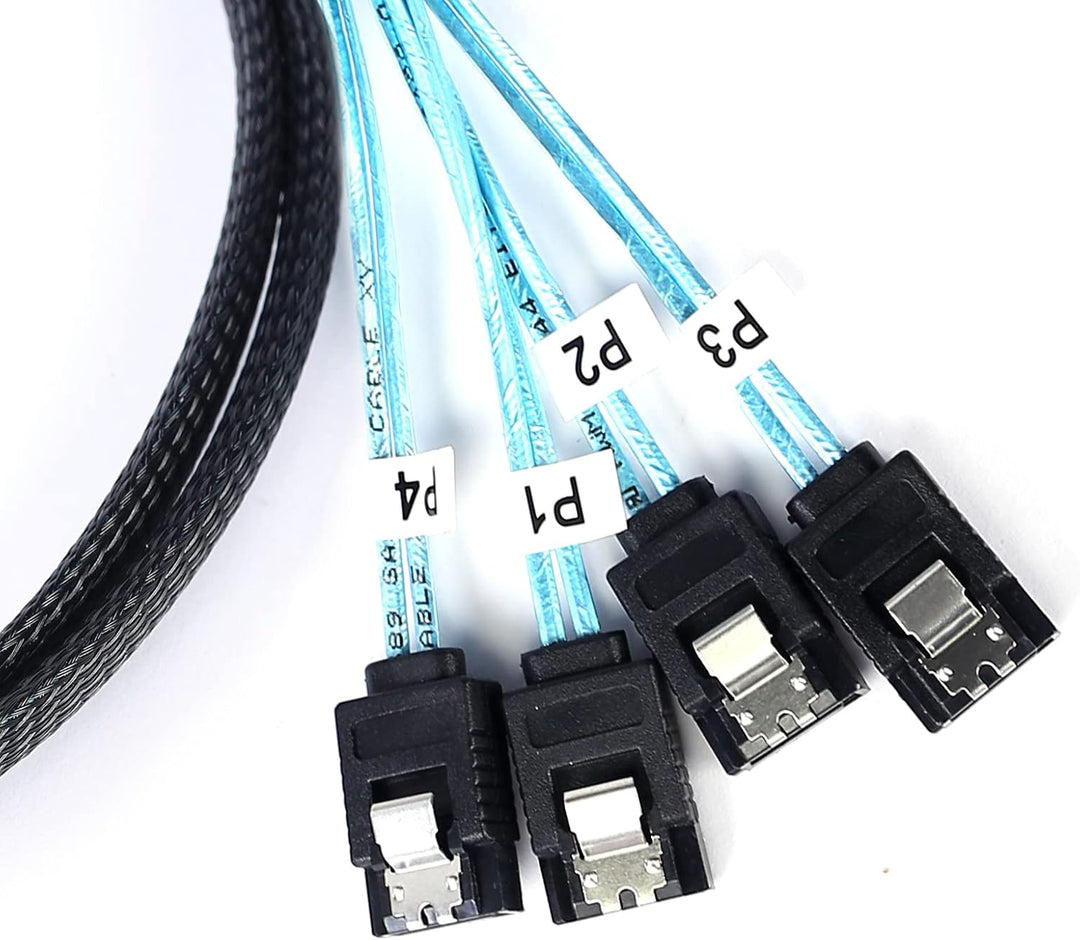 ADCAUDX 1m SATA III Kabel, 4 Stück/Set, SATA-6Gbit/s HDD-SDD Datenkabel Ersatz für Bitcoin Computer,