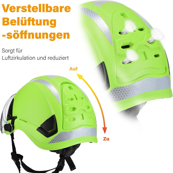 SAFEYEAR Sicherheit Harter Hut mit Anti-Kratzer Brille, eramuffs, CE EN397 Sicherheitshelme mit Kinn