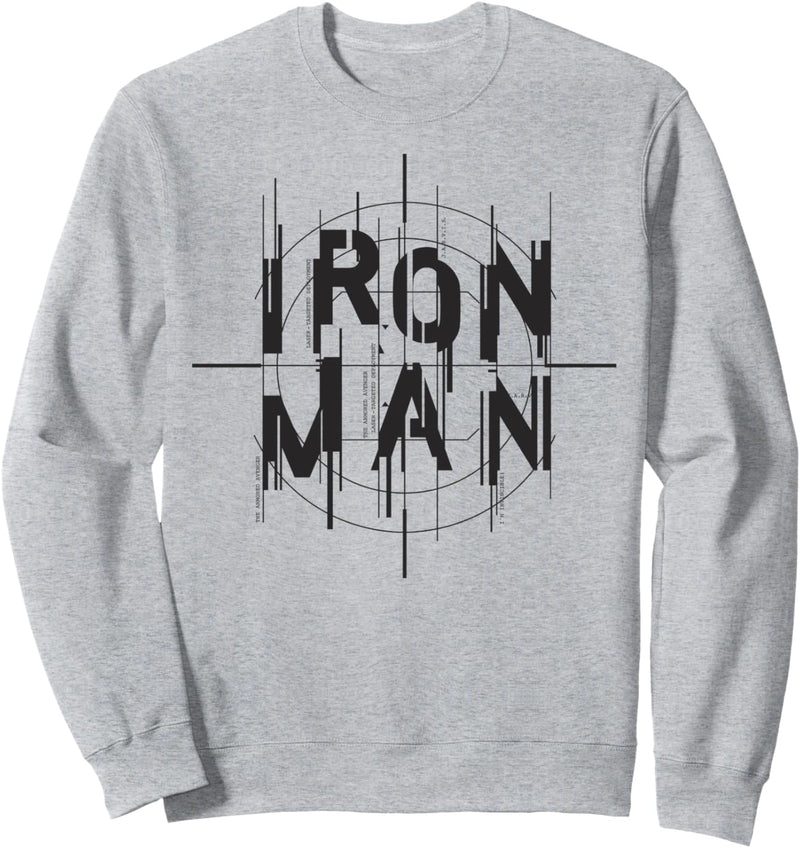 Marvel Avengers Iron Man Glitch Text Sweatshirt