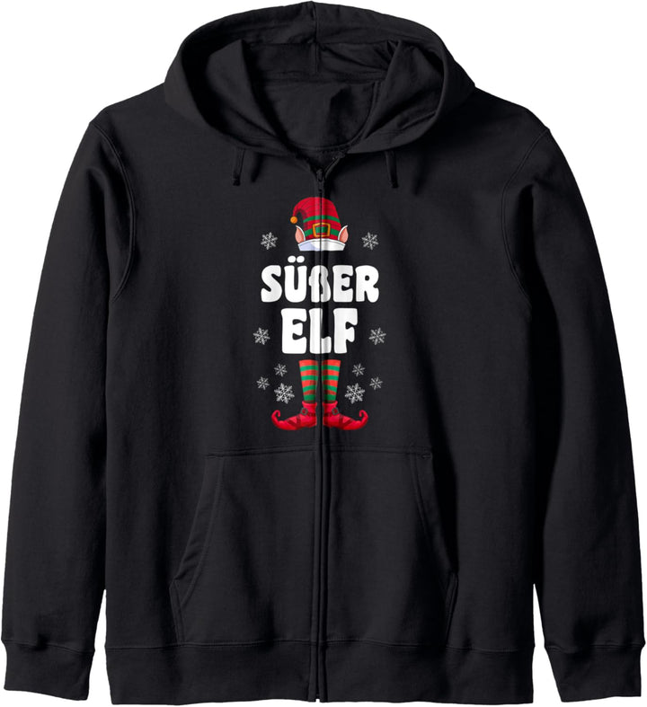 Süsser Elf Elfen Familien Weihnachts Outfit Weihnachtself Kapuzenjacke