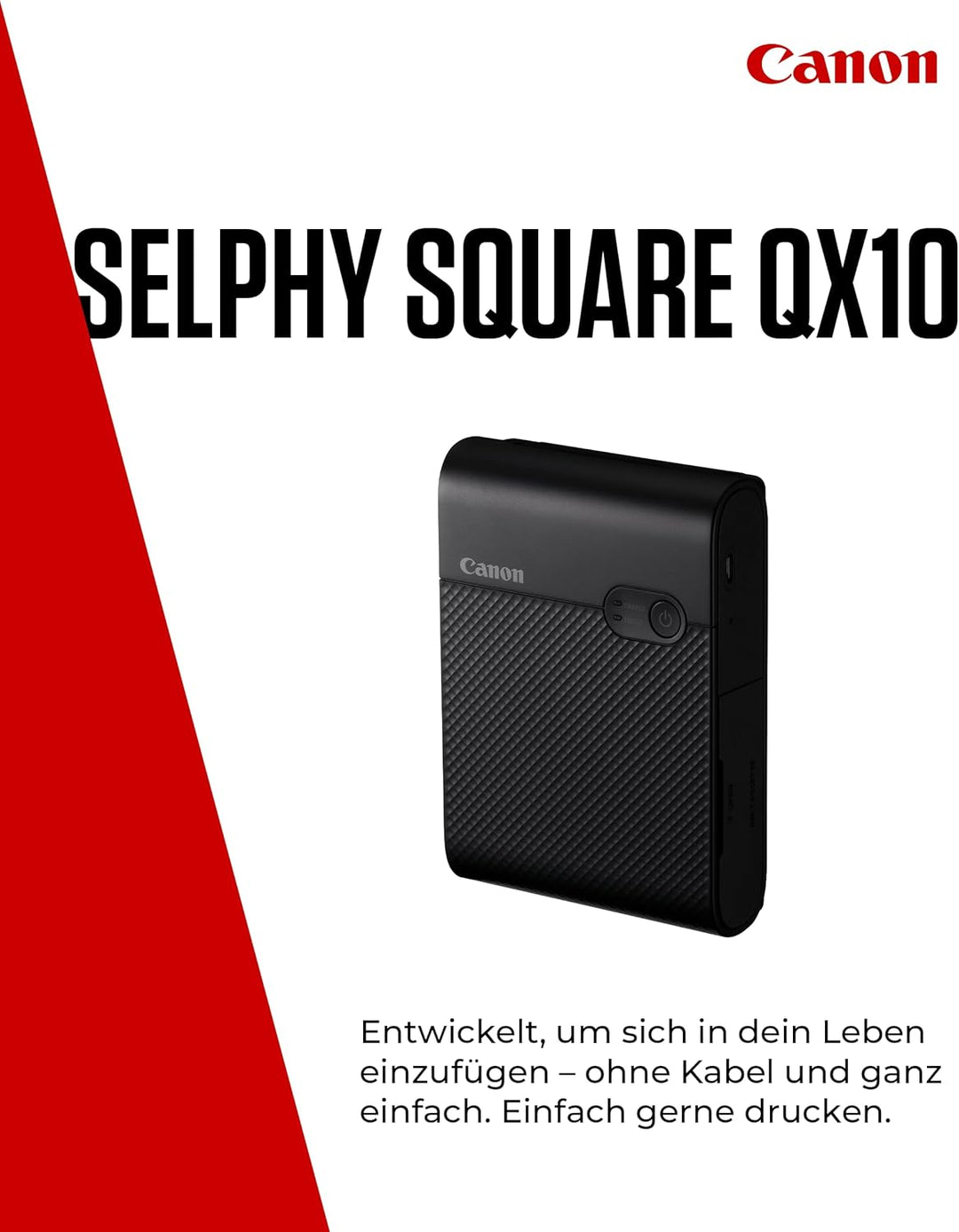 Canon SELPHY SQUARE QX10 Mini Fotodrucker mobil tragbar unterwegs (quadratischer Druck 6,8 x 6,8cm m