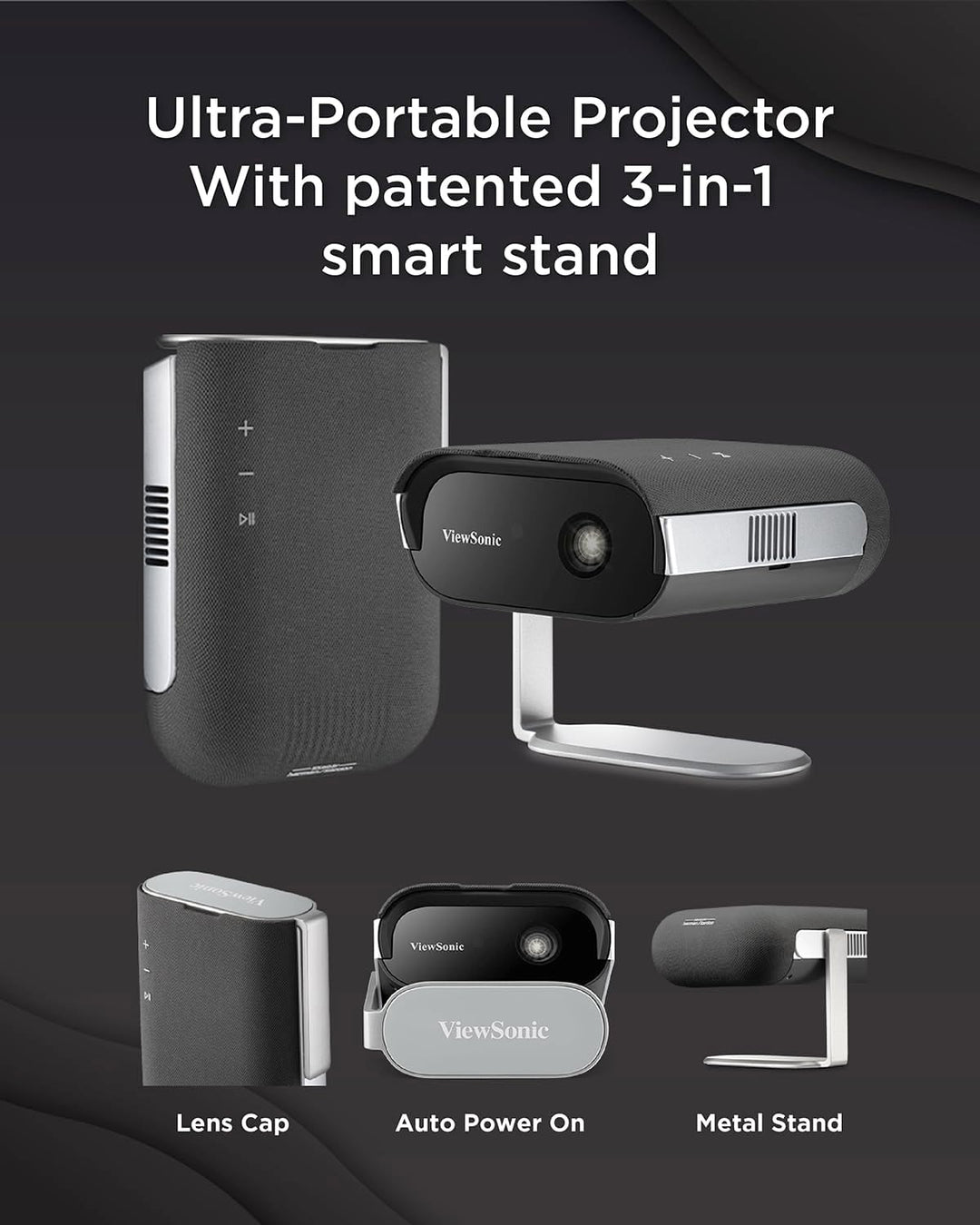 ViewSonic M1 Max Tragbarer Smart LED Beamer, Full HD 1080p, Google TV, 360° Projektion, 200 ANSI Lum