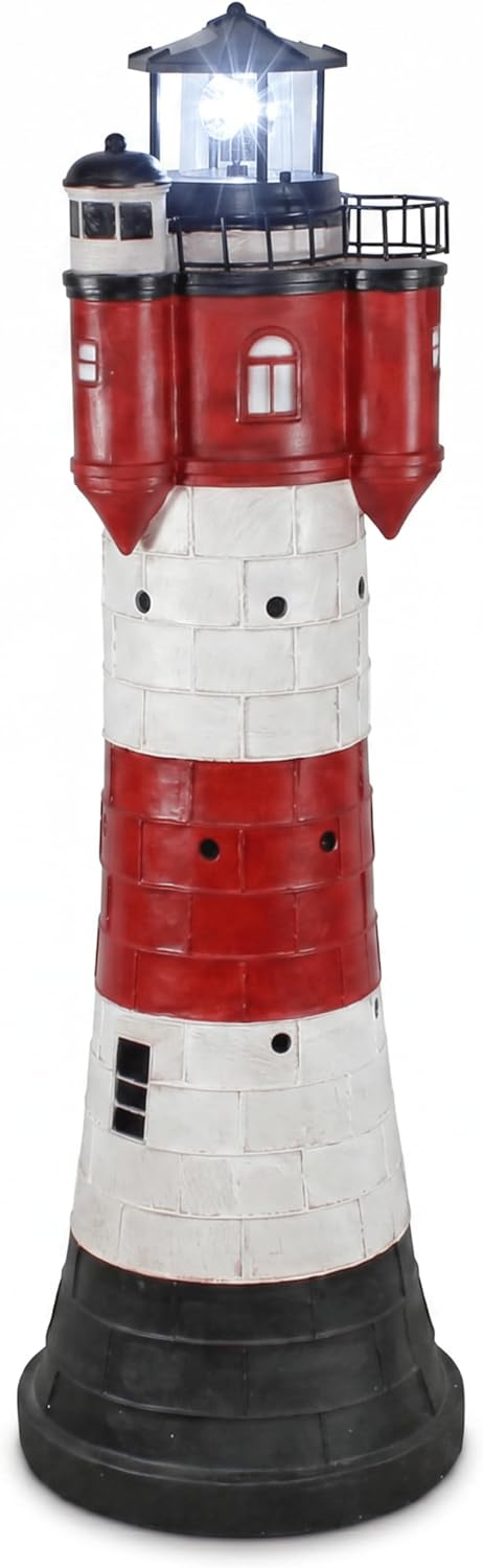 Westerholt Solar Leuchtturm Roter Sand mit rotierendem Led-Reflektor 50 cm