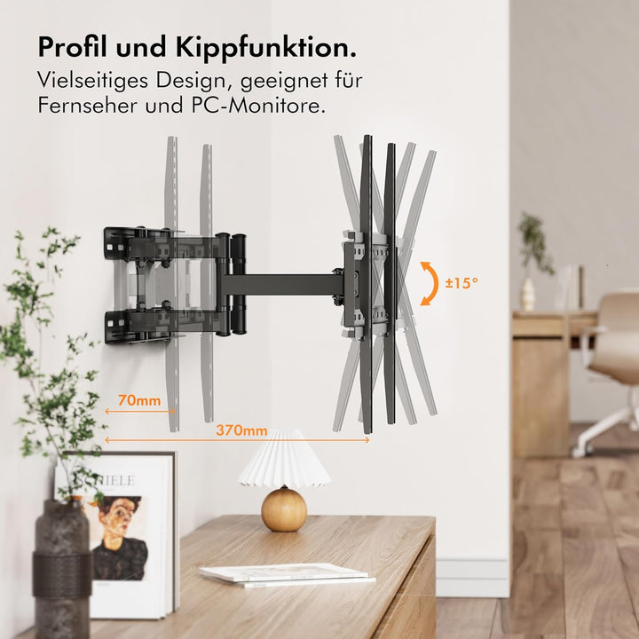 VonHaus Kipp- und Schwenkbare TV Wandhalterung für 24-65"-Bildschirme mit Wasserwaage, Max. VESA 400