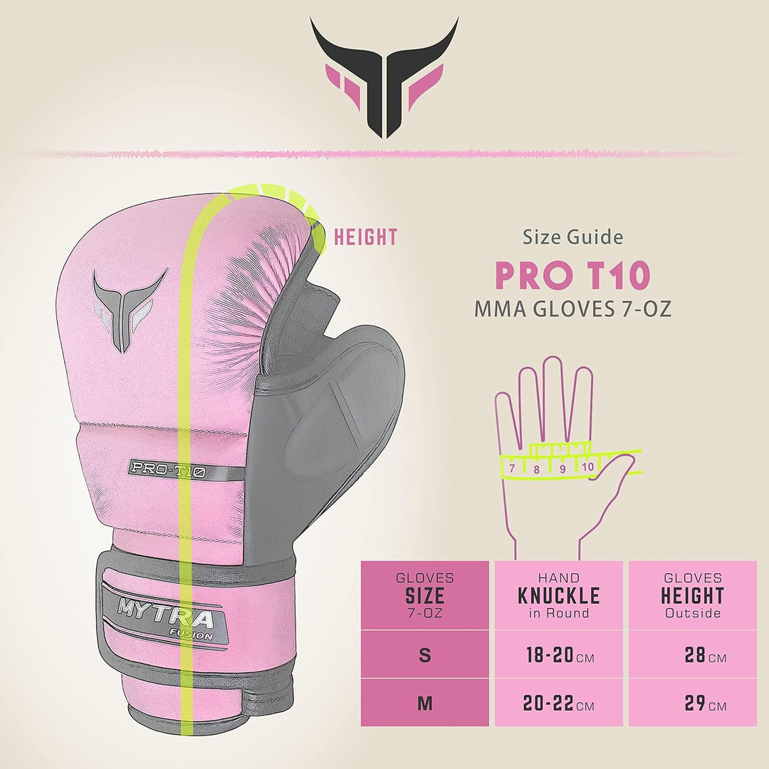 Mytra Fusion 7-oz Damen MMA Handschuhe Offene belüftete Handfläche MMA Sparring Handschuhe
