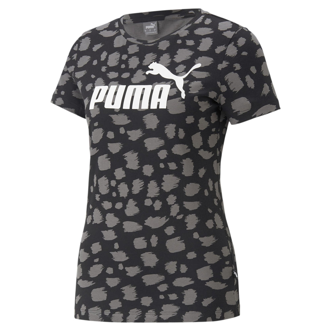 PUMA Damen Essentials+ T-Shirt mit Animal-Print M Schwarz, M Schwarz