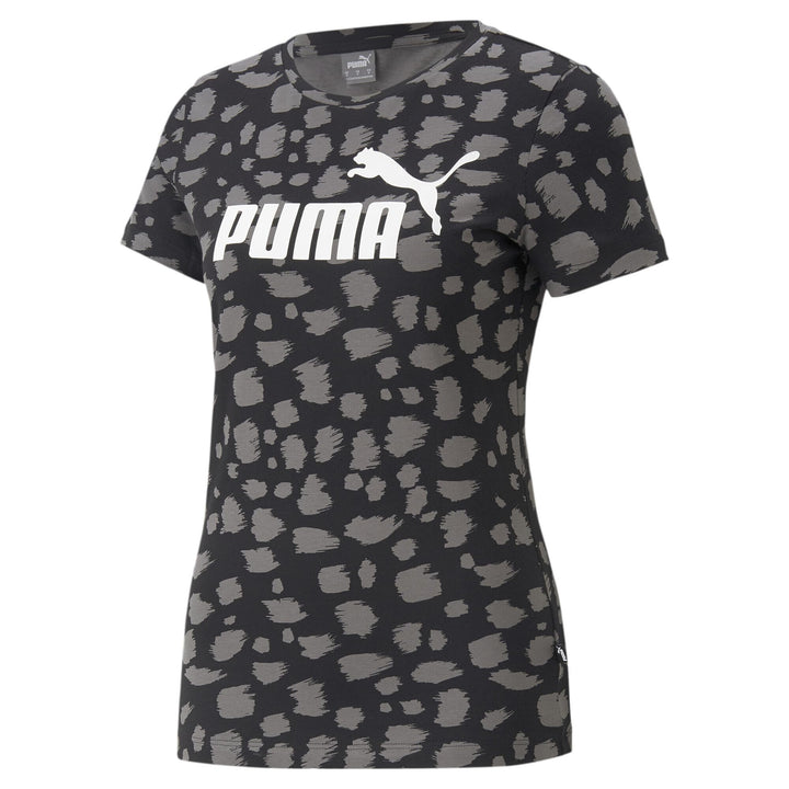 PUMA Damen Essentials+ T-Shirt mit Animal-Print M Schwarz, M Schwarz