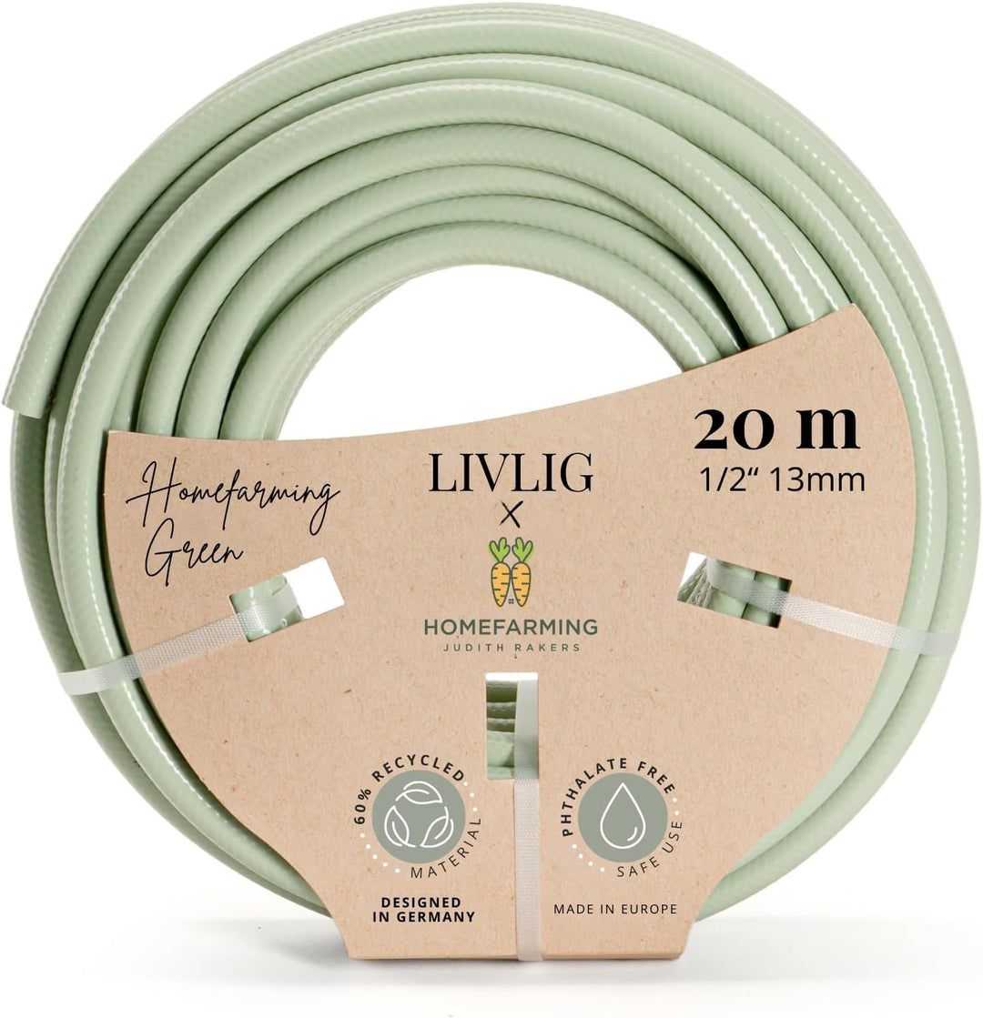 Livlig53 Gartenschlauch 1/2 Zoll, 20m: Wasserschlauch Made in Germany, Recycling-Material, formstabi