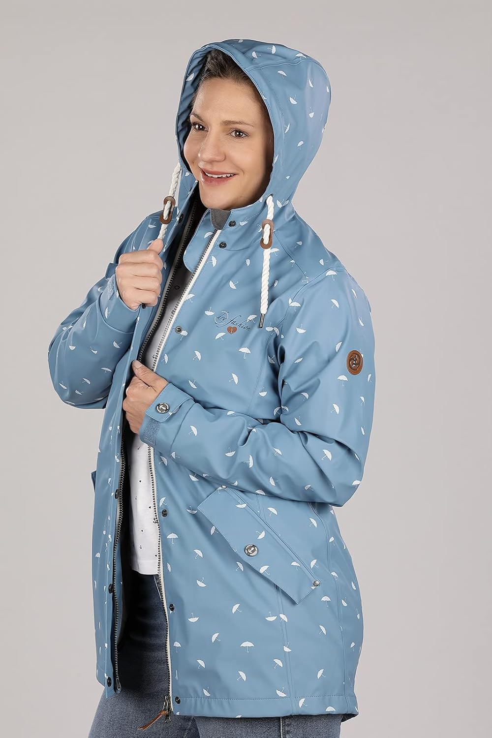 Dry Fashion Damen Regenmantel Wyk Funktionsmantel Parka Blau 40, Blau 40