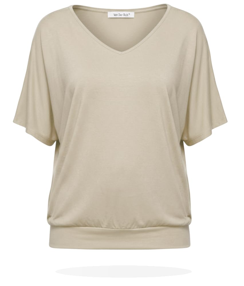 Van Der Rich ® - T-Shirt Kurzarm Oberteile - Damen M Beige 1, M Beige 1