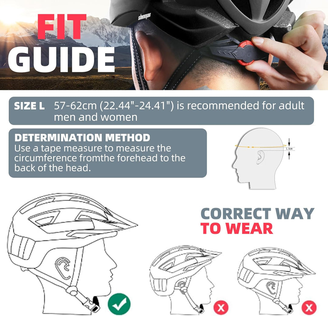 Shinmax Fahrradhelm mit LED-Beleuchtung, Fahrradhelm mit Sicherheitsbeleuchtung, magnetischer Fahrra