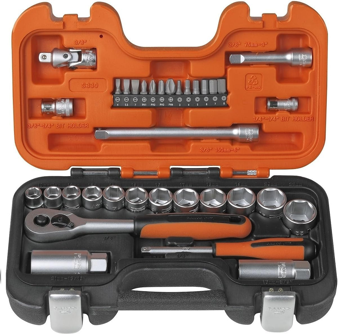 Neuer Bahco Belzer Steckschlüsselsatz 1/4" und 3/8" - 34 Teilig 1 Stil A, 1 Stil A