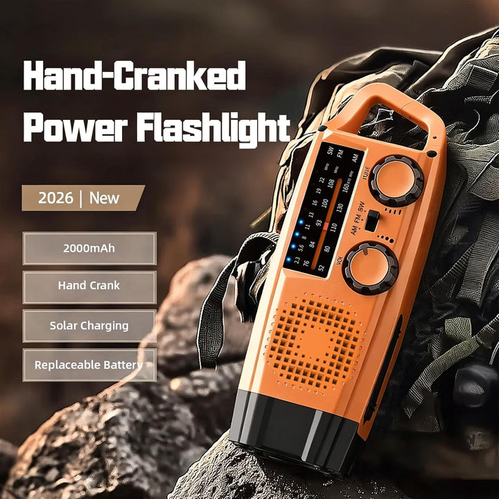 Gemmac Kurbelradio mit Solar und Powerbank, Notfallradio 2000mAh USB AM/FM/SW Tragbar Emergency Radi