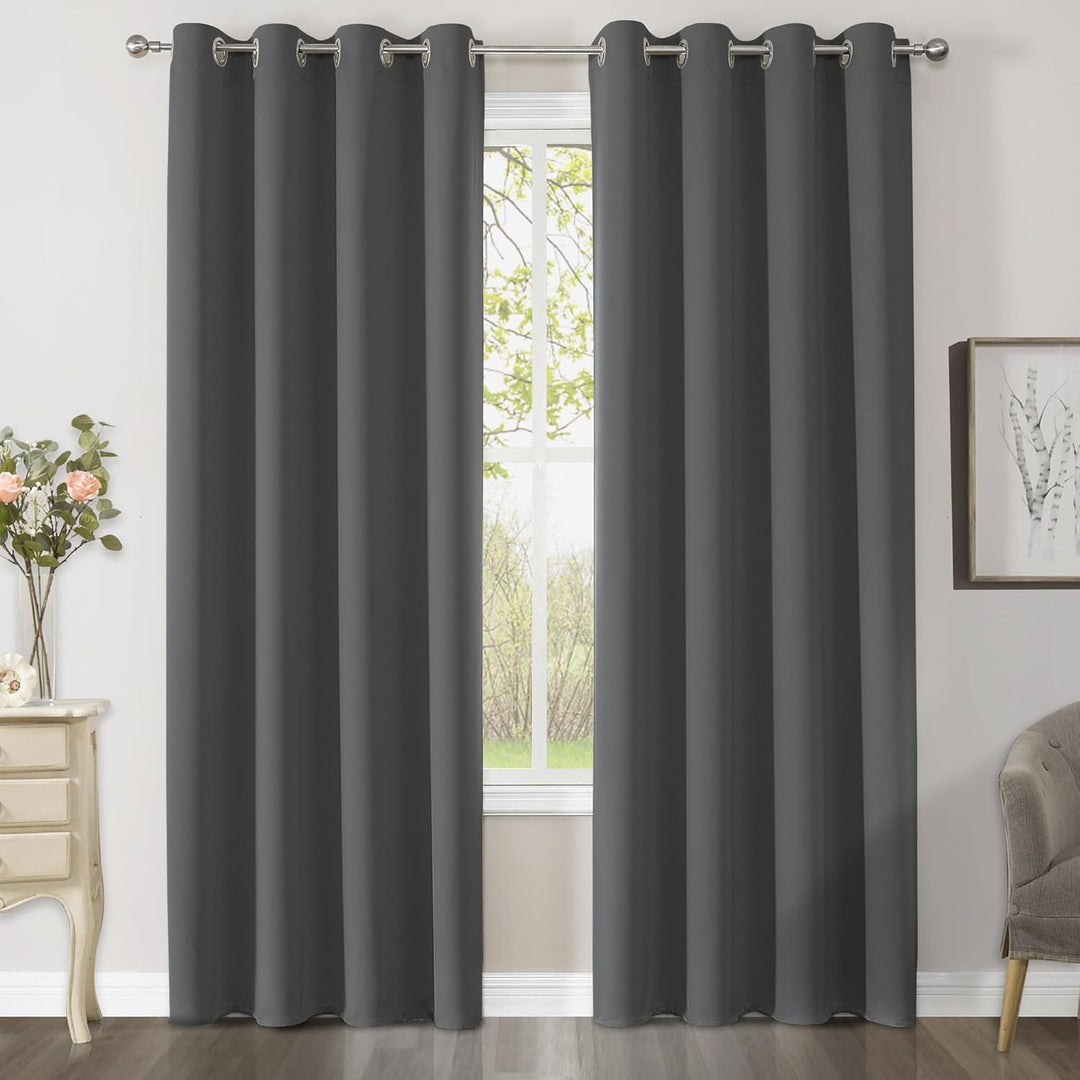 CUCRAF Verdunklungsvorhänge Thermovorhang Kälteschutz 2er Set H160 x B117cm Vorhänge mit Ösen Dunkel