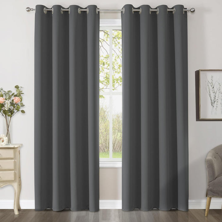CUCRAF Verdunklungsvorhänge Thermovorhang Kälteschutz 2er Set H160 x B117cm Vorhänge mit Ösen Dunkel