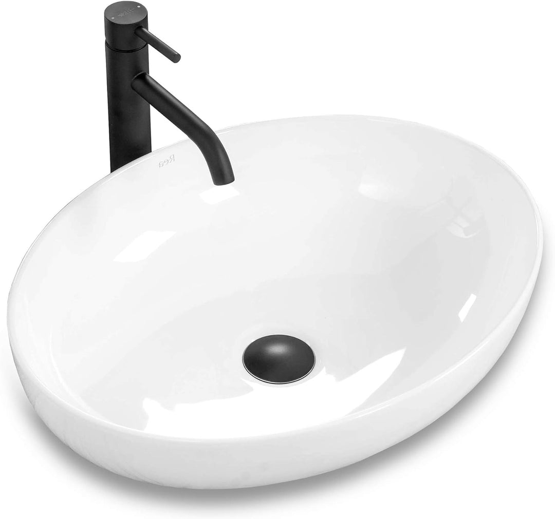 VBChome Waschbecken 50 x 39 Keramik Oval Waschtisch Handwaschbecken AUFSATZWASCHBECKEN WASCHSCHALE G