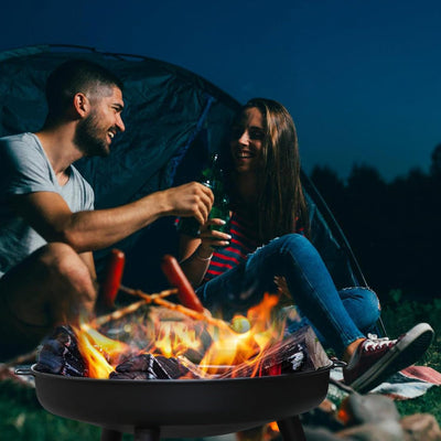 Herrselsam Feuerschale Ø 80 cm Feuerstelle für den Garten, mit 3 abnehmbaren Füssen und Griffen, Out