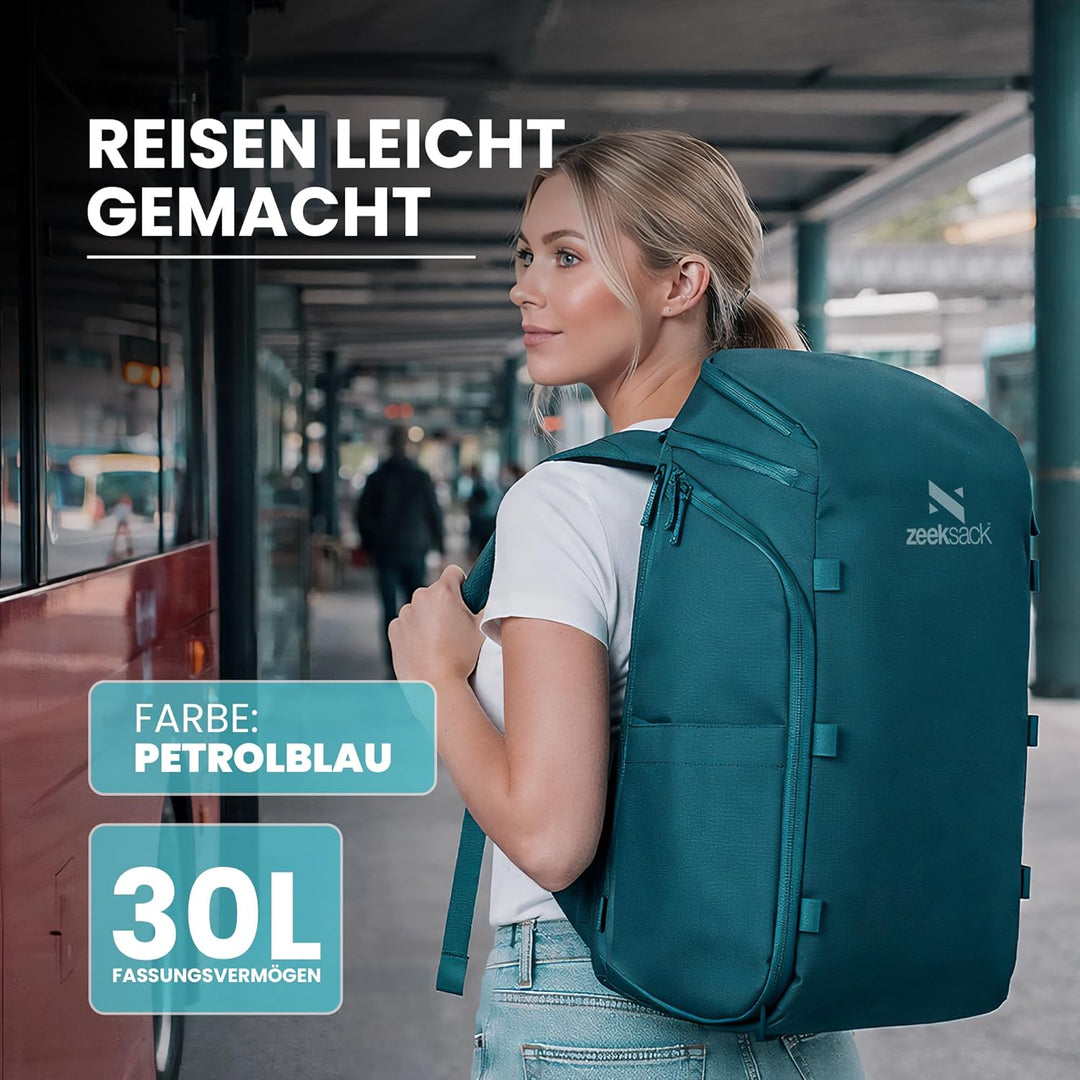 Zeeksack Rucksack Türkis 30L - The Organizer Backpack & Reiserucksack mit Laptopfach, herausnehmbare