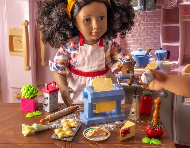 Our Generation - Gourmet-Küchen-Set - Pinker Kühlschrank & Küche Spielset - Kochen & Spielzeugessen