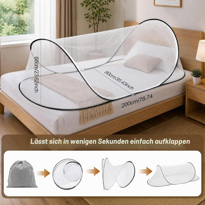 YADODO Moskitonetz Bett Reise Faltbar Pop up Mückennetz Bett 90X 200x 60cm Mücken Mosquito Netz Bett
