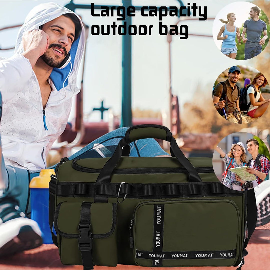 Reisetasche Damen Herren, 65L Wasserabweisende Sporttasche, Large Capacity Reise Tasche Gym Bag, mit