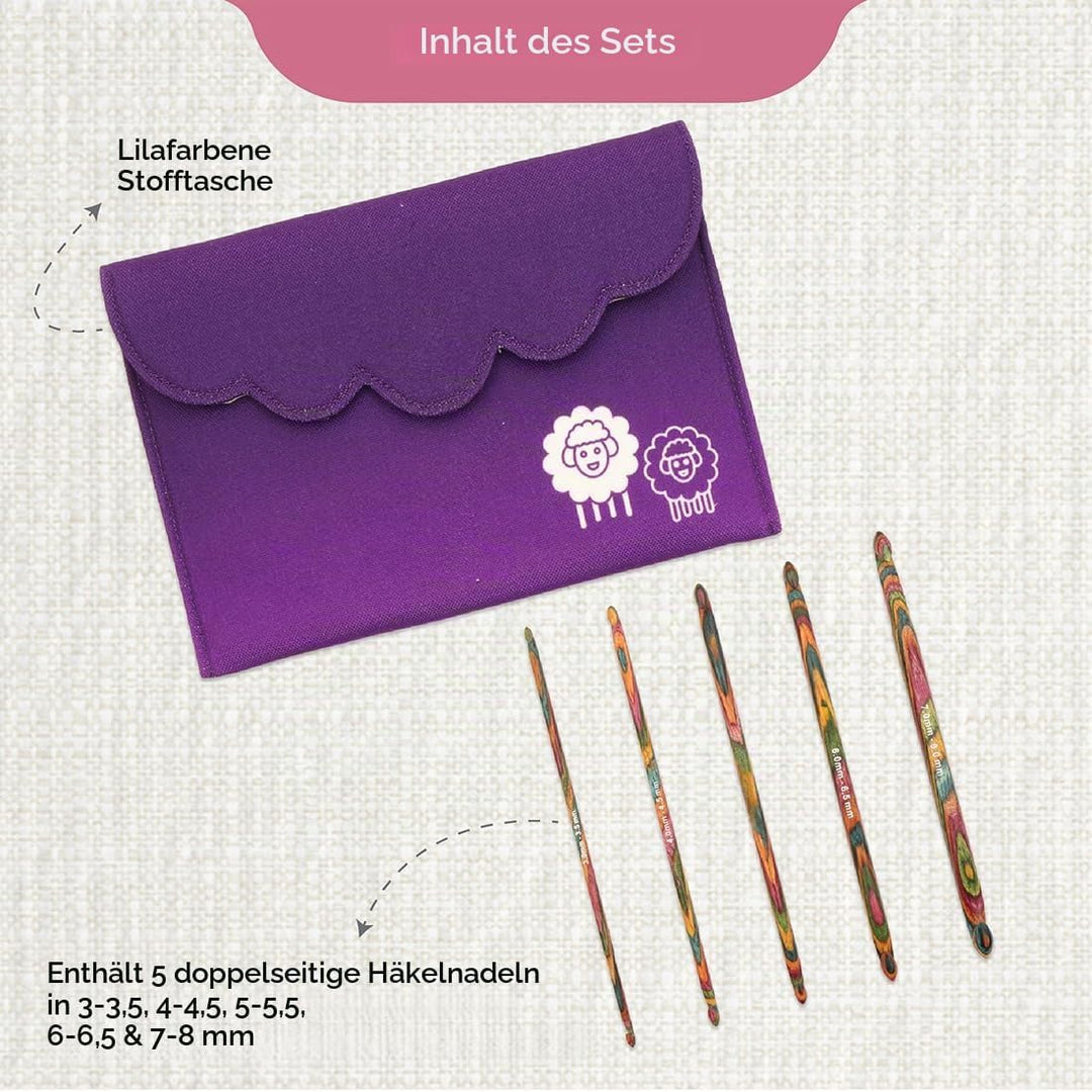 KnitPro Häkelhakenset-Symfonie Wood Doppelend 3-3,5, 4-4,5, 5-5,5, 6-6,5 und 7-8 mm Symfonie Doppele