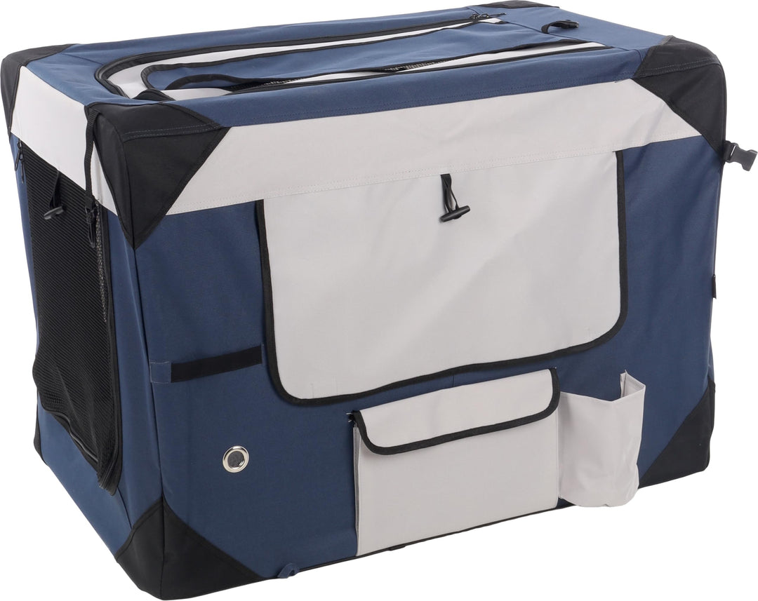 Flamingo Transportkäfig Geronimo blau 58,5x81,5x58,5cm - Verstärkter und Faltbarer Rahmen - Herausne